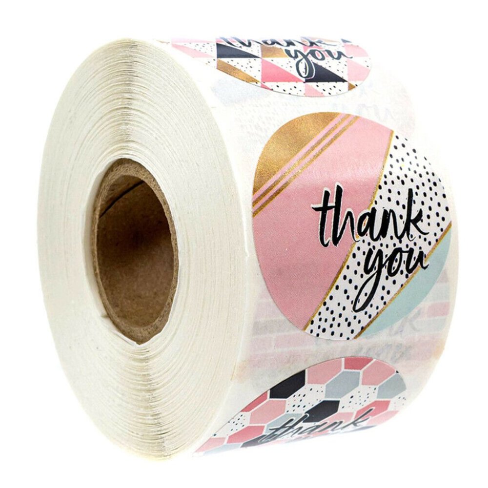 2 ROLL  (1000 PCS) THANK YOU STICKERS - 8 DESIGNS